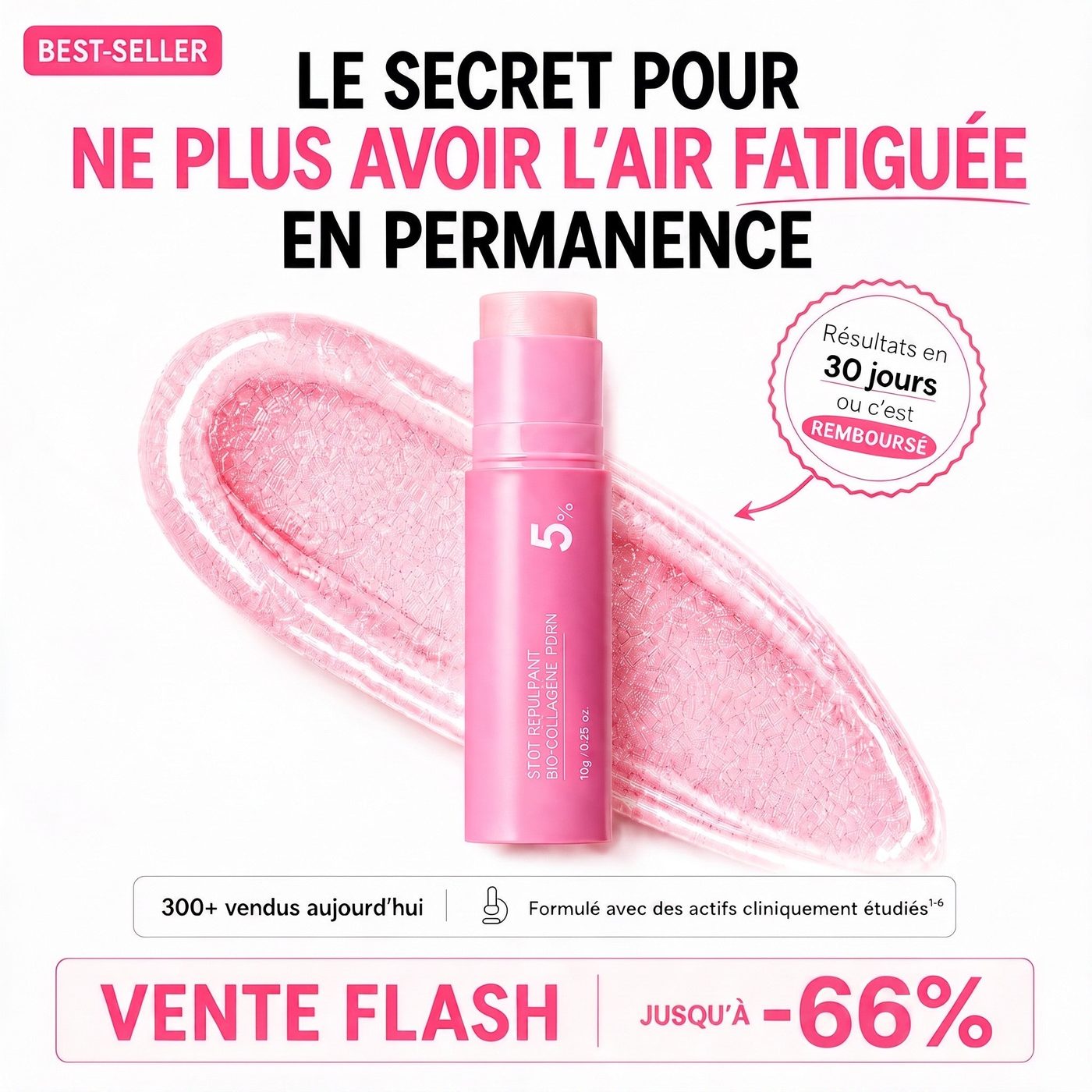Le visuel principal du Stick Repulpant Bio-Collagène PDRN de Bioalen, vendu sous deux fiches distinctes au même prix depuis le 16 septembre 2026.